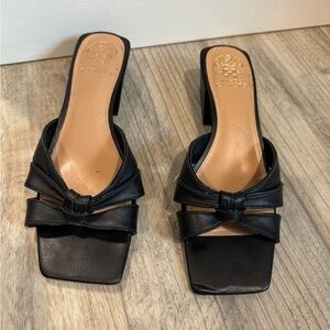 Vince Camuto Black Knot-Front Slides with heels